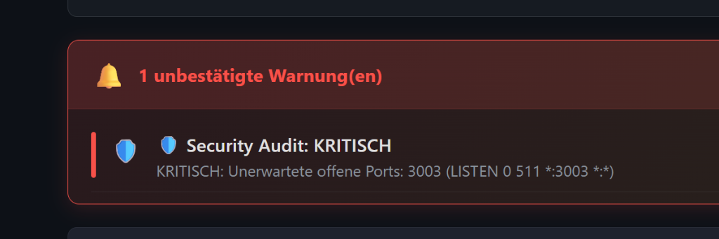 Security Audit: Kritisch - Unerwartete offene Ports: 3003