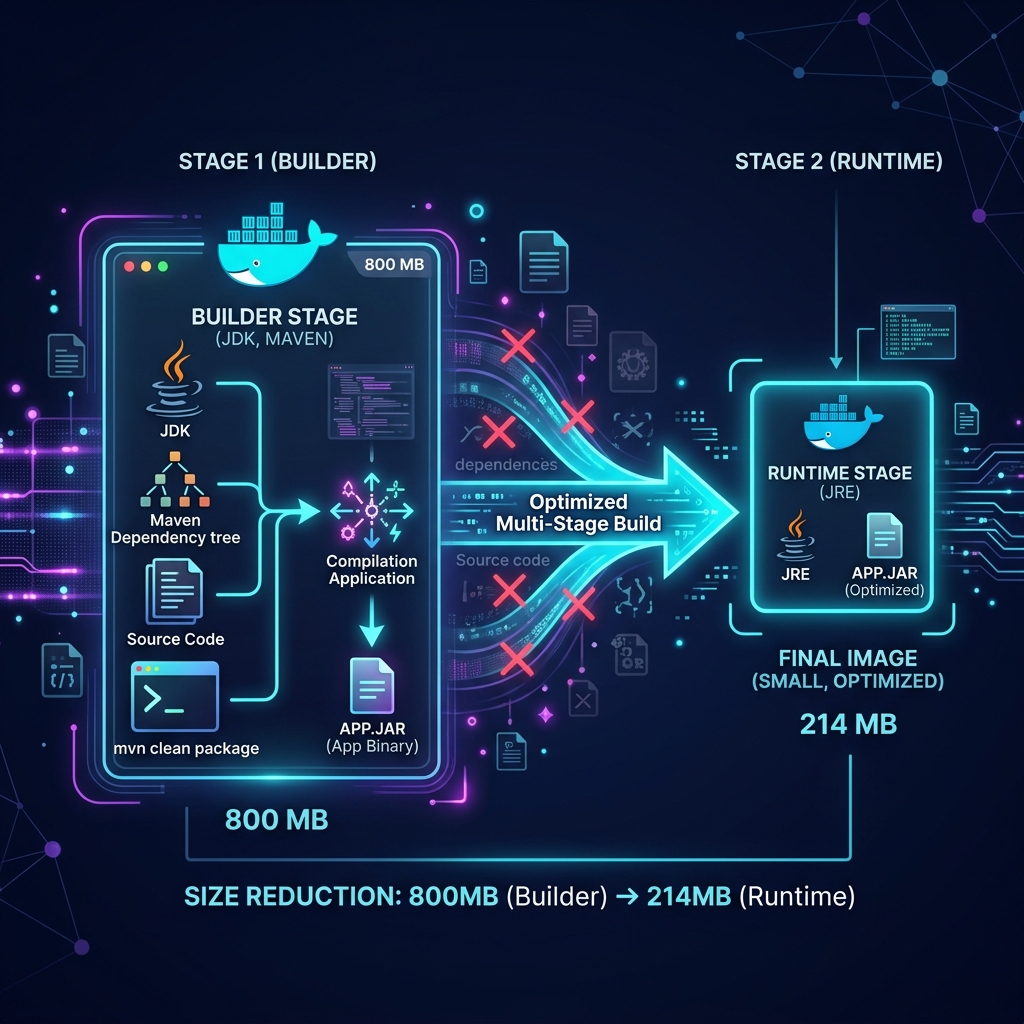 Docker Multi-Stage Build – Von 800MB auf 214MB optimiertes Container Image